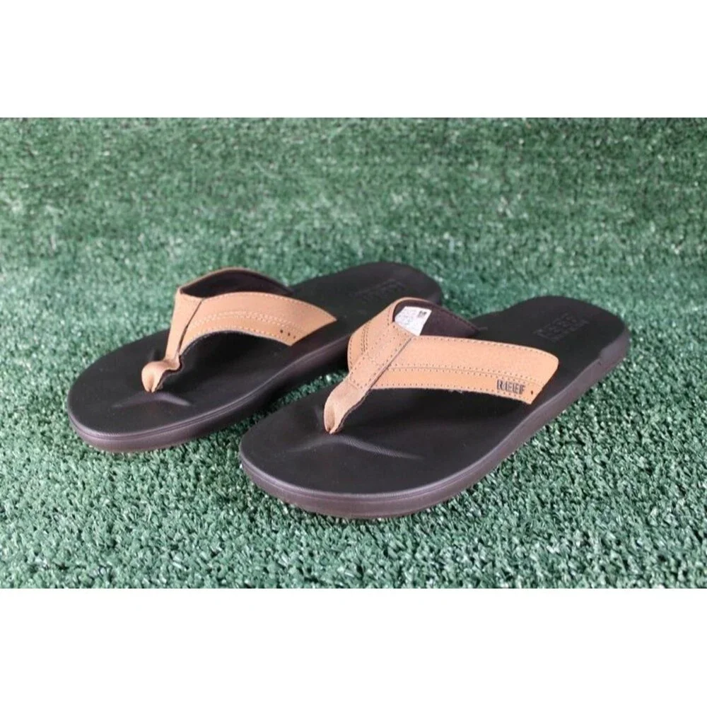 Reef Men Cushion Bounce Flip Flops Sandals Brown Black Size 8